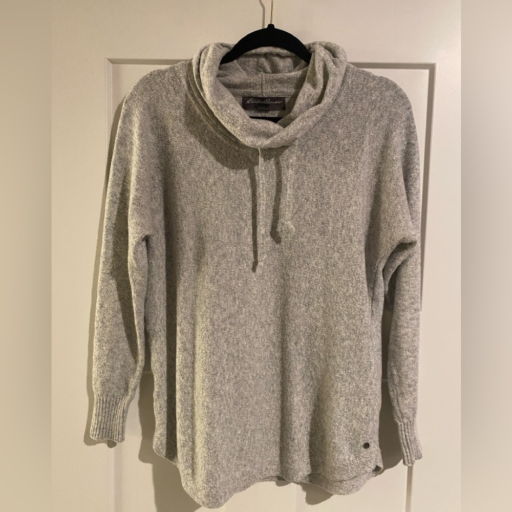 Eddie Bauer Gray Cowl Neck Sweater Cozy Style